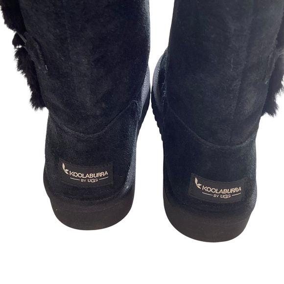 Ugg Koolaburra Boots Women Sz 6 Black Suede Calf High Button Loop Closure NEW - Picture 6 of 9
